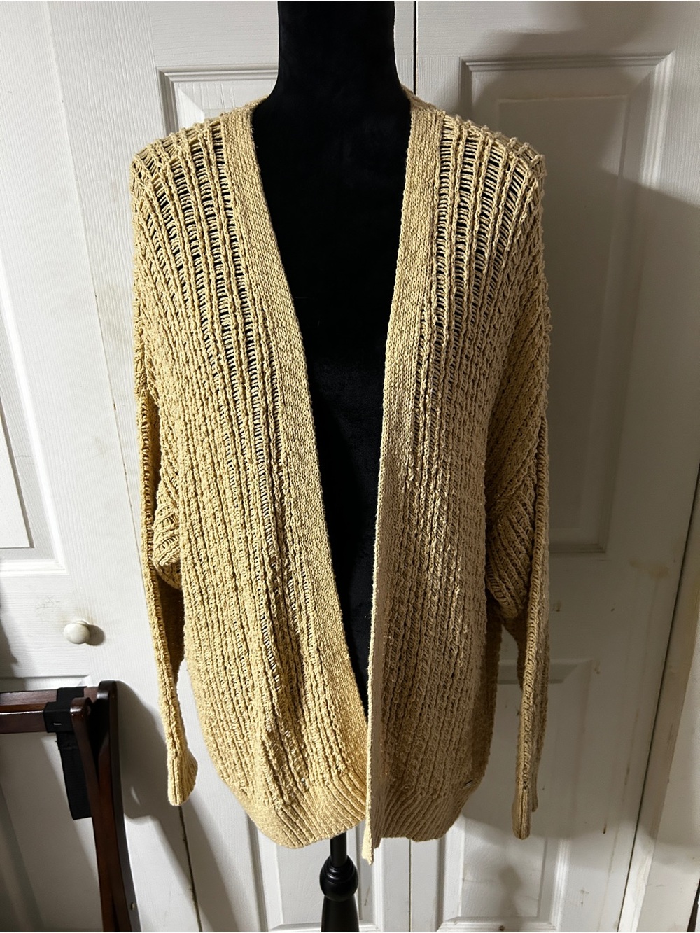 Hollister Open Knit Cardigan in Light Beige